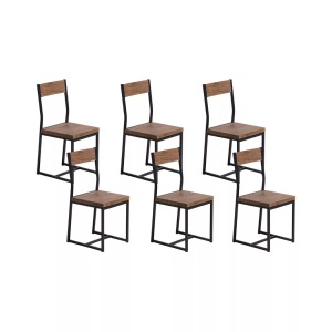 Beliani, Beliani Esszimmerstuhl dunkler Holzfarbton 6er Set LAREDO, Beliani - Esszimmerstuhl 6er Set aus MDF-Platte Industriell LAREDO, One Size, Erdbraun