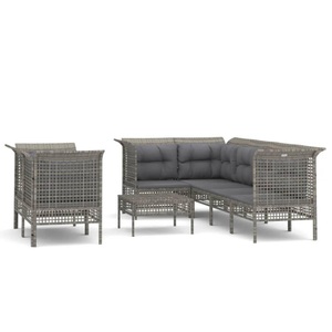 vidaXL, vidaXL 8-tlg. Garten-Lounge-Set mit Kissen Grau Poly Rattan
