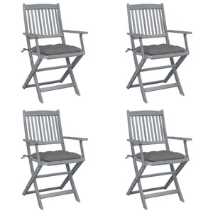 vidaXL, vidaXL Klappbare Gartenstühle 4 Stk. mit Kissen Massivholz Akazie