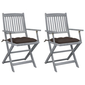 vidaXL, vidaXL Klappbare Gartenstühle 2 Stk. mit Kissen Massivholz Akazie