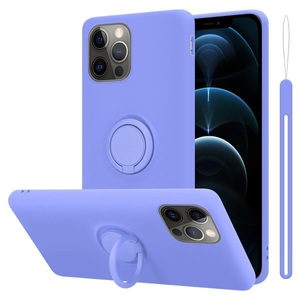 Cadorabo, Hülle für Apple iPhone 12 PRO MAX TPU Silikon mit Ring Liquid, Cadorabo - Hülle für Apple iPhone 12 PRO MAX TPU Silikon mit Ring Liquid, Lila