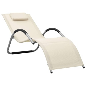 vidaXL, vidaXL Sonnenliege Textilene Creme und Grau, vidaXL Sonnenliege Textilene Creme und Grau