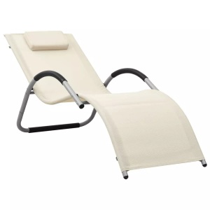 vidaXL, vidaXL Sonnenliege Textilene Creme und Grau, vidaXL Sonnenliege Textilene Creme und Grau