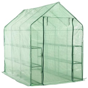 vidaXL, vidaXL Begehbares Gewächshaus mit 12 Regalen Stahl 143 x 214 x 196 cm, vidaXL Begehbares Gewächshaus mit 12 Regalen Stahl 143 x 214 x 196 cm