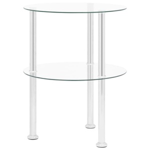 vidaXL, vidaXL Beistelltisch mit 2 Ablagen Transparent 38 cm Hartglas