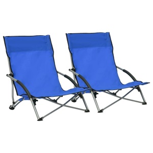 vidaXL, vidaXL Klappbare Strandstühle 2 Stk. Blau Stoff