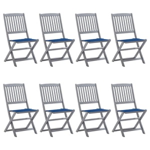 vidaXL, vidaXL Klappbare Gartenstühle 8 Stk. mit Kissen Massivholz Akazie