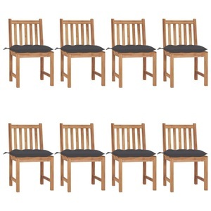 vidaXL, vidaXL Gartenstühle 8 Stk. mit Kissen Massivholz Teak, vidaXL Gartenstühle 8 Stk. mit Kissen Massivholz Teak