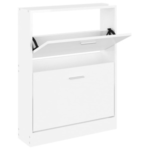 vidaXL, vidaXL Schuhschrank Hochglanz-Weiß 59x17x81 cm Holzwerkstoff