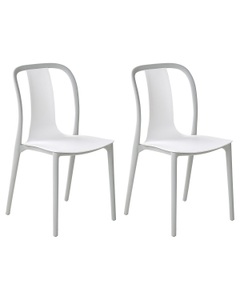 Beliani, Beliani Gartenstuhl Kunststoff weiss / grau 2er Set Spezia, 