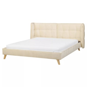 Beliani, Beliani - Bett mit Lattenrost aus Samtstoff Retro SENLIS, 160X200CM, Baumnuss