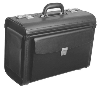 Dermata Lederwaren, Dermata Lederwaren Pilotenkoffer 46cm aus Rindspaltleder in Schwarz