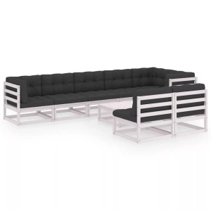 vidaXL, vidaXL 9-tlg. Garten-Lounge-Set mit Kissen Kiefer Massivholz, vidaXL 9-tlg. Garten-Lounge-Set mit Kissen Massivholz Kiefer