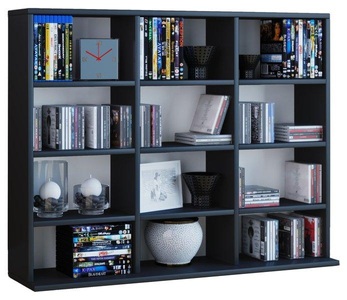 VCM, Holz CD DVD Standregal Bücherregal Medienregal Raumteiler Deko Regal Megosa L Holz CD DVD Standregal Bücherregal Medienregal Raumteiler Deko Regal Megosa L, VCM - Holzregal stehend | platzsparender CD-Schrank für 480 CDs oder 224 DVDs Maße:H. 82 x B. 102 T. 23 cm Elegantes DVD Regal Blu-Ray Regal, One Size, Schwarz