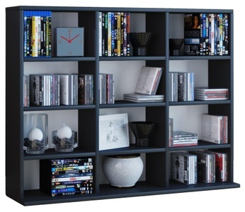 VCM, Holz CD DVD Standregal Bücherregal Medienregal Raumteiler Deko Regal Megosa L Holz CD DVD Standregal Bücherregal Medienregal Raumteiler Deko Regal Megosa L, VCM - Holzregal stehend | platzsparender CD-Schrank für 480 CDs oder 224 DVDs Maße:H. 82 x B. 102 T. 23 cm Elegantes DVD Regal Blu-Ray Regal, One Size, Schwarz