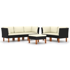 vidaXL, vidaXL 6-tlg. Garten-Lounge-Set mit Kissen Poly Rattan Schwarz