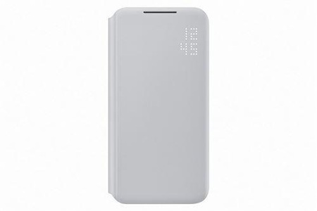 Samsung, Samsung - Galaxy S22 5G Antibakterielle Smart LED View Cover Tasche (EF-NS901PJEGEW) - Grau, Samsung - Smart LED View Folio Case für Galaxy S22 Hellgrau, Grau