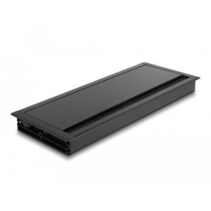 Delock, 66859 Kabel-Organizer Tisch/Bank Cable grommet Schwarz 1 Stück(e), Delock Einbaurahmen für Tisch mit Bürste 300x120x28mm, Schwarz