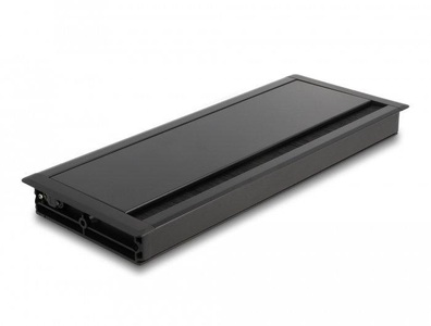 Delock, 66859 Kabel-Organizer Tisch/Bank Cable grommet Schwarz 1 Stück(e), Delock Einbaurahmen für Tisch mit Bürste 300x120x28mm, Schwarz