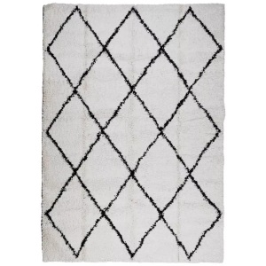 vidaXL, vidaXL Shaggy-Teppich PAMPLONA Hochflor Modern Creme Schwarz 120x170cm
