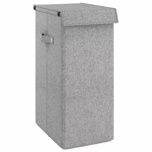 vidaXL, vidaXL Faltbarer Wäschekorb Grau 26 x 34,5 x 59,5cm Leinenimitat Stoff, vidaXL Faltbarer Wäschekorb Grau 26 x 34,5 x 59,5cm Leinenimitat Stoff