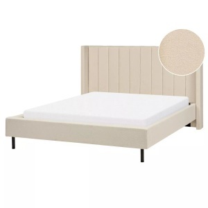 Beliani, Bett mit Lattenrost aus Bouclé Modern VILLETTE Bett mit Lattenrost aus Bouclé Modern VILLETTE, Beliani - Bett mit Lattenrost aus Bouclé Glamourös VILLETTE, 160X200CM, Baumnuss