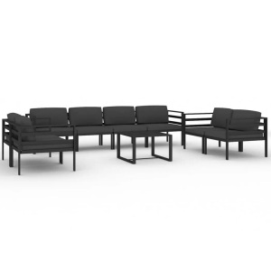 vidaXL, vidaXL 9-tlg. Garten-Lounge-Set mit Kissen Aluminium Anthrazit