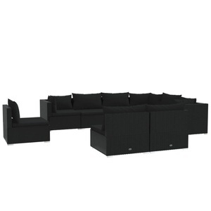 vidaXL, vidaXL 9-tlg. Garten-Lounge-Set mit Kissen Poly Rattan Schwarz, 