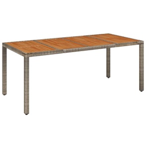 vidaXL, vidaXL Gartentisch mit Holzplatte Grau 190x90x75 cm Poly Rattan, vidaXL Gartentisch mit Holzplatte Grau 190x90x75 cm Poly Rattan