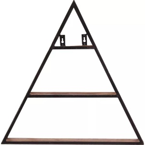 mutoni living, Wandregal Panama Mangoholz Altmetall natur antikschwarz 50x13, Wandregal Havanna natur antikschwarz 50x13