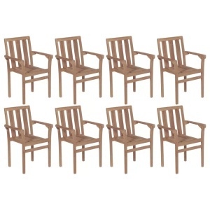 vidaXL, vidaXL Stapelbare Gartenstühle 8 Stk. Massivholz Teak, vidaXL Stapelbare Gartenstühle 8 Stk. Massivholz Teak