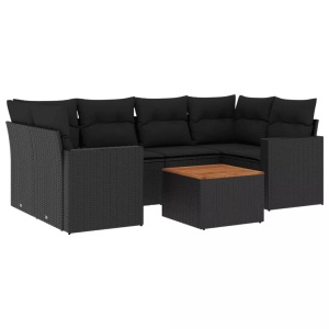 vidaXL, vidaXL 7-tlg. Garten-Sofagarnitur mit Kissen Schwarz Poly Rattan, vidaXL 7-tlg. Garten-Sofagarnitur mit Kissen Schwarz Poly Rattan