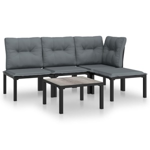 vidaXL, vidaXL 5-tlg. Garten-Lounge-Set Schwarz und Grau Poly Rattan