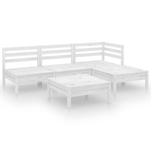 vidaXL, vidaXL 5-tlg. Garten-Lounge-Set Massivholz Kiefer Weiß