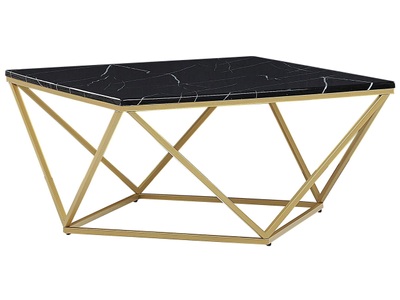 Beliani, Beliani Couchtisch schwarz/Gold Marmor Optik MALIBU, Beliani - Couchtisch aus MDF-Platte Modern MALIBU, One Size, Schwarz
