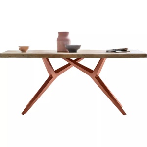 mutoni design, Tisch 180x100 cm - Akazie natur - Metall antikbraun - mit Baumkante, Massivholztisch 180x100 - Akazie natur - Metall antikbraun - mit Baumkante