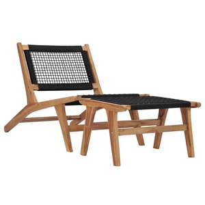vidaXL, vidaXL Sonnenliege mit Fußablage Massivholz Teak und Seil