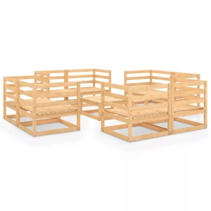 vidaXL, vidaXL 9-tlg. Garten-Lounge-Set Massivholz Kiefer, vidaXL 9-tlg. Garten-Lounge-Set Massivholz Kiefer