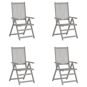 vidaXL, vidaXL Verstellbare Gartenstühle 4 Stk. Grau Massivholz Akazie, vidaXL Verstellbare Gartenstühle 4 Stk. Grau Massivholz Akazie