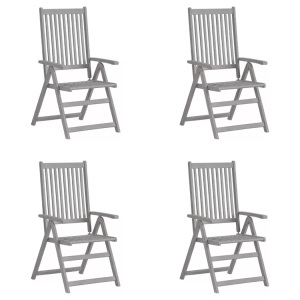 vidaXL, vidaXL Verstellbare Gartenstühle 4 Stk. Grau Massivholz Akazie, vidaXL Verstellbare Gartenstühle 4 Stk. Grau Massivholz Akazie