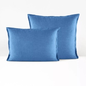 LA REDOUTE INTERIEURS, Kissen- und Nackenrollenbezug Linot aus vorgewaschenem Leinen Kissen- und Nackenrollenbezug Linot aus vorgewaschenem Leinen, La Redoute Intérieurs - Kissen- und Nackenrollenbezug Linot aus vorgewaschenem Leinen, 85X185CM, Blau