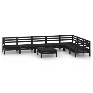 vidaXL, vidaXL 8-tlg. Garten-Lounge-Set Massivholz Kiefer Schwarz, vidaXL 8-tlg. Garten-Lounge-Set Massivholz Kiefer Schwarz