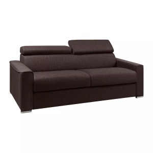 LINEA SOFA, LINEA SOFA - Schlafsofa 4-Sitzer - Liegefläche mit Lattenrost: 160 cm - Matratze: 22 cm mit Memory Schaum - Stoff - Braun - VIZIR, One Size