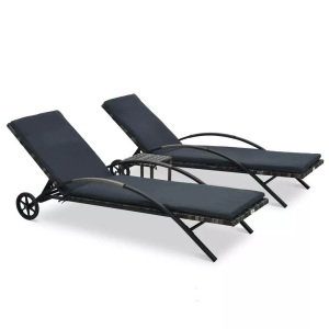 Diverse Hardware, Sonnenliegen mit Tisch Poly Rattan Anthrazit, vidaXL Sonnenliegen mit Tisch Poly Rattan Anthrazit