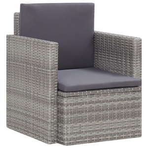 Diverse Hardware, Gartensessel mit Auflagen Poly Rattan Grau