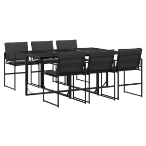 vidaXL, vidaXL 7-tlg. Garten-Essgruppe mit Kissen Schwarz Textilene
