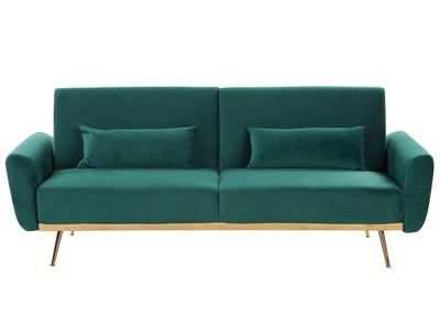 Beliani, Beliani 3-Sitzer Sofa Samtstoff grün EINA, Beliani - 3 Sitzer Sofa aus Samtstoff Glamourös EINA, One Size, Ozeangrün