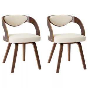 vidaXL, vidaXL Esszimmerstühle 2 Stk. Creme Bugholz und Kunstleder, vidaXL Esszimmerstühle 2 Stk. Creme Bugholz und Kunstleder