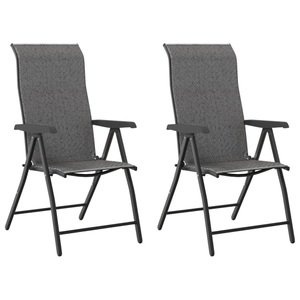 vidaXL, vidaXL Gartenstühle 2 Stk. Klappbar Grau Poly Rattan