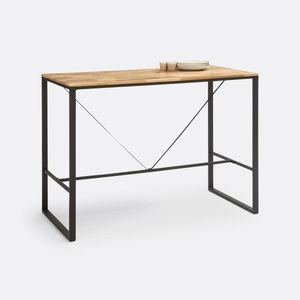 LA REDOUTE INTERIEURS, Hoher Bartisch Hiba aus Eiche und Stahl, 4-6 Personen, La Redoute Intérieurs - Hoher Bartisch Hiba für 4-6 Pers., 5P, Beige